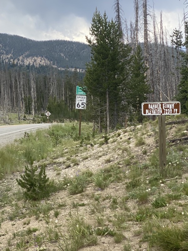 A well-worn welcome sign to Banner Pass.