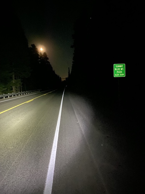 Blue Mountain Pass, Oregon, in the moonlight.