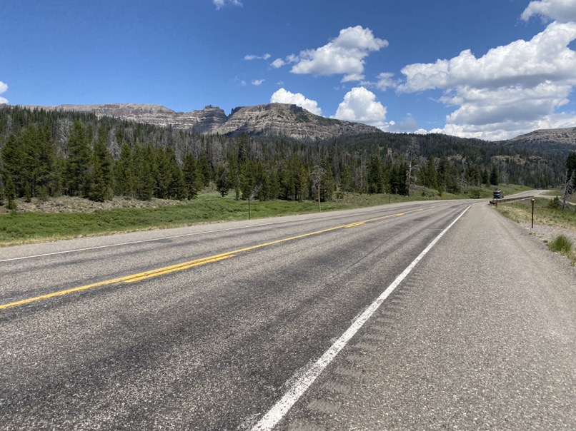 Enjoying the views while climbing Togwotee Pass.