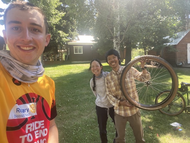 Sasila, Porchara, and I in front of our cabins.