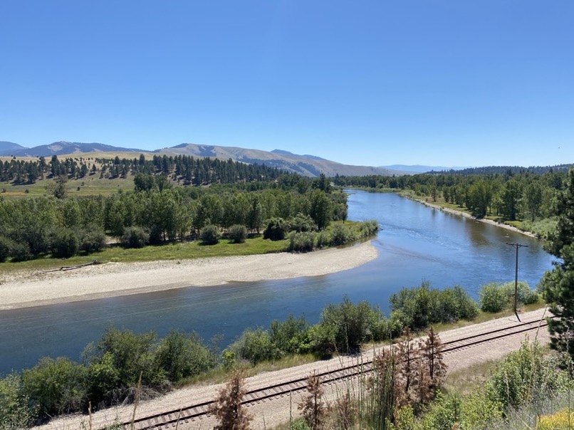 View of the Bitterroot River, south of Missoula, Montana.