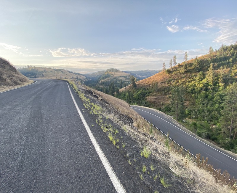 Beautiful views distract from the hard early-morning climbing.