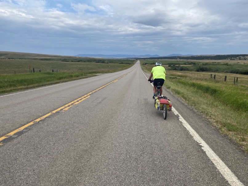 Alan making his way through the wind of Montana.